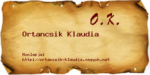 Ortancsik Klaudia névjegykártya